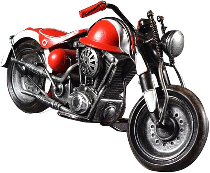 Vintage Motorcycle Model Decorative Collectible - Handmade Retro Iron Motorcycle Figurine Decor Art for Vintage Home Office Decor