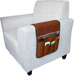 5 Pockets TV Remote Control Holder Couch Sofa Tray Armrest Organiser Oxford Chair Couch Caddy Sofa Armrest Bag Bedside Storage Hanging Organiser for Magazine Books Snack Mobile DVD Cellphone (PU-A)