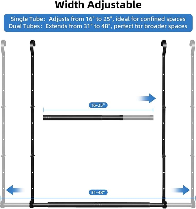 Adjustable Closet Rods for Hanging Clothes 2 Pack Heavy Duty Closet Extender Hanging Rod Double Hanging Closet Bar Space-Saving Closet Lower Extender for Clothing Organizer