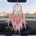 Small Pink Dream Catcher for Car Rearview Mirror Handmade Beaded Feather Dreamcatcher Car Hanging Ornament Home Room Wall Decoration