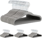Amazon Basics Kids Velvet, Non-Slip Clothes Hangers for Infant and Toddler, 11.6 inches (for Baby Clothes), Gray (Pack of 4)