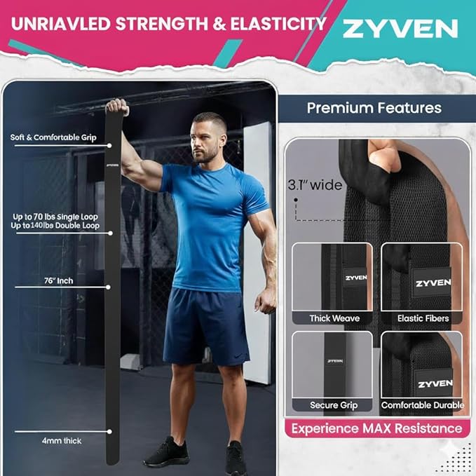 Premium Performance 76" Extended-Length High-Resistance Bands for Ultimate Strength, Mobility, and Plyometric Workouts