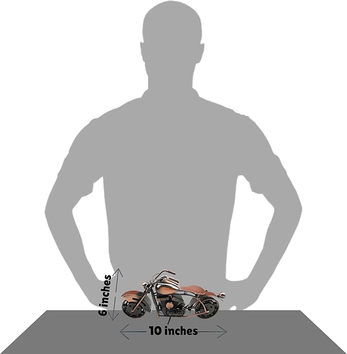 Trebisky Metal Motorcycle Sculpture (Copper Softail) – Vintage Scrap Art Desk Decor for Office & Home, Unique for Dad, Men, Father, or Biker Enthusiasts