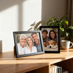 Lyeasw 5x7 Picture Frames Black 12 Pack, Matted Wood Grain Lightweight 5 x 7 Photo Frames for Wall Collage and Desk & Home Decor, with Horizontal or Vertical Placement.