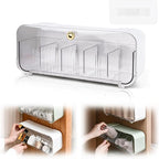 Socks Underwear Drawer Organizer, 5 Cell Compartments Acrylic Wall Mount Storage Boxes, Self-Adhesive Switchable Drawer Organizer for Socks, Lingerie, Ties, Cosmetic, Kitchen Spice(White)