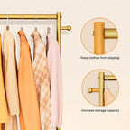 MISSLO Small Clothes Racks for Hanging Clothes Clothing Rack with Wheels 60" Garment Rack with Shelves Portable Rolling Wardrobe Rack for Small Space (Gold)