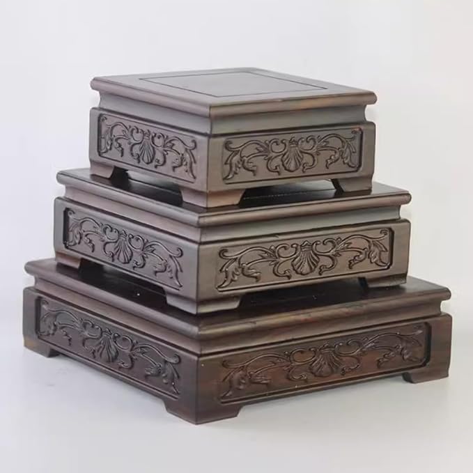 GOLDY&WENDY Chinese Solid Wood Display Stand Square Rosewood Indoor Home Deocr Pedestal Base for Vase Teapot Fishbowl