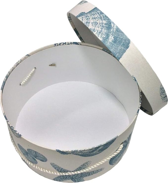 Sarah's Hat Boxes Classic Shells Hat Box – 14.75" x 7.5" (Dia. x Ht.) Handmade in USA – Odorless Non-Toxic Adhesive, Cording Handle – Premium Storage for Hats & Accessories