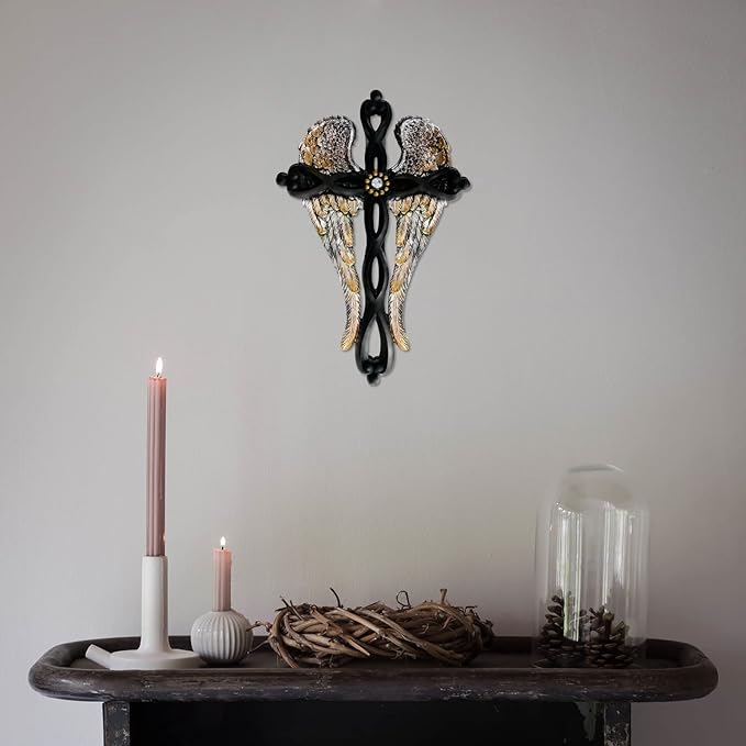 Crucifix Wall Cross, Crosses Wall Decor, Angel Wings Wall Decor, Jesus Religious Catholic Christian Native American Southwestern Unique Gothic Mexican Vintage Retro Wall Art Decor For Home Sculpture