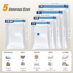 12 Pack Vacuum Storage Bags with Hand Pump, Compression Space Saver for Comforter, Bedding, Blanket Storage, Vacuum Seal Bags for Clothing, Luggage Suitcase and Closet Organizer