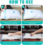 Vacuum Storage Bags, 10 Pack with Electric or Manual Pump, Space Saver Compression Bags for Clothes, Blue and White, Nylon, 4 Medium 4 Large 2 Jumbo, (E & H pump 20 Bags)