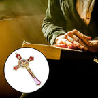 Bovemee Saint Benedict Benedictine Red Enamel 4.7X2.7 Inch Protection Wall Crucifix Cross Catholic San Benito Medalla Prayer Decoration
