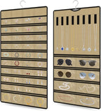 Hanging Jewelry Organizer 1 pack, Double-Sided,Multi-pocket-48 Pockets + 8 hook for Earrings/Necklaces/Rings/Bracelets, Sturdy Hooks fits Closet/Wall/Door, Gift for Women