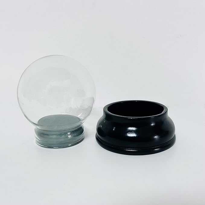 Clear DIY Empty Snow Globe kit Glass Water Globe Jar with Resin Base (65MM)