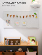 Fluxynara Bulletin Board, 35" x 17.5" Cork Board Alternative with 12 Safe Removable Adhesive Tabs, Foldable Felt Pin Board for Home Office, Classroom, Bedroom,Entryway for Walls—Light Gray