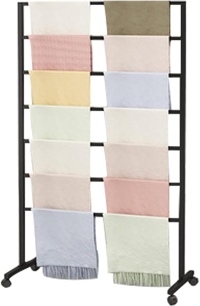 Metal Scarf Display Stand with 360 Swivel Caster Wheels, Movable Freestanding Scarf Floor Standing Display Rack, Belt Shawl Hijab Organizer for Boutique Display, Commercial Home