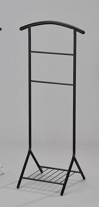 Kings Brand Furniture - Amos Black Metal Wardrobe Suit Valet Stand Organizer, Clothes Rack, Contour Hanger, Trouser Shoe Rack