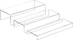 Sezanrpt Rectangular Acrylic Display Risers Stands 3pcs, Dessert Table Display Rack, Clear Display Shelf for Funko Pop, Collectibles, Retails, Shoes, Glasses, Plants, Home Decors, Perfume - 12-1'', 2'', 3''