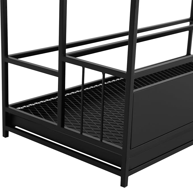 Commercial Metal Umbrella Stand Rack – Heavy Duty Free Standing Organizer with Removable Drip Tray, Entrance Umbrella Organizer for Entryway Home Office Hotel, 26.8x12.6x27.6in (Black)