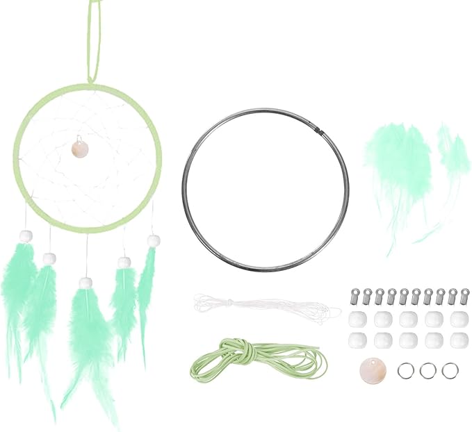 PATIKIL DIY Dream Catcher Kit, Making Dream Catcher Supplies Wall Hanging Handmade Dream Catcher Kits for Beginner Style 3, Mint Green