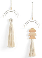 IOWER Boho Wall Decor Macrame Wall Hanging Bohemian Bedroom Wall Art Bathroom Decor Kitchen Tassel Home Wall Aesthetic Christmas Gifts 2 Pcs