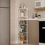 5-Tier Corner Shelf Stand, 52" Industrial Corner Display Rack for Living Room, Bookshelf, Tall Display Shelf, Plant Stand, Storage Standing Shelf for Bedroom, Bathroom, Kitchen, White