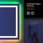 LOAAO 60”X40“ RGB LED Bathroom Mirror with Lights, Large, Anti-Fog, Dimmable Smart Lighted Bathroom Vanity Mirror, Multiple Light Modes, RGB Backlit + Front Light, Memory Function, Tempered Glass