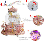 LOVE FOR YOU Gift-Wrapped with Ribbon Musical Snow Globe Carousel Music Box Color Lights Horses Unicorn Decor Gifts for Girls and Daughter Granddaughter Niece Women Kids Christmas Birthday