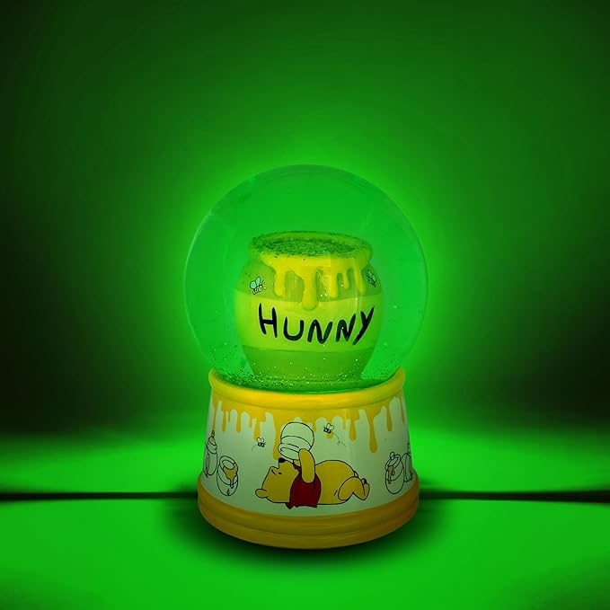Disney Winnie The Pooh Hunny Pot Light-Up Adult Snow Globe with Swirling Glitter Display Piece | 6 Inches Tall