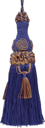 DÉCOPRO Elegant 7" Accented with Rosette and Tassels # BKT, Navy Beige Blue #5817 (Navy Blue, Royal Blue, Golden Beige) Sold Individually