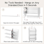 Over the Door Hat Rack - 3-Layer Design Hat Organizer Holds 30-36 Hats with 10 Hooks, Ideal Hat Rack for Door, Over the Door Organizer for Closet, Apartment, Bedroom, Dorm, 1 Pack, White