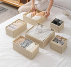 12 Pack Drawer Organizer Clothes, Foldable Fabric Dresser Organizer Closet Organizers and Storage Box for Underwear,Folded Clothes,Baby Clothing,Socks,Bra,Towels,Ties(12 Pack,Beige)