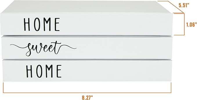 White Decorative Faux Books for Farmhouse & Living Room Decor - Coffee Table & Shelf Accent, Home Sweet Home