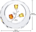 LONGWIN Crystal Tulips Flower Figurines with a Outer Circular Ring, Glass Spring Bouquet Home Decor Paperweight Ornaments Yellow