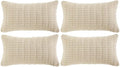 Fancy Homi 4 Packs Decorative Throw Pillow Covers for Living Room Couch Bed, Modern Farmhouse Boho Home Décor Accent Cushion Case, 20" x 12", Cream