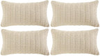 Fancy Homi 4 Packs Decorative Throw Pillow Covers for Living Room Couch Bed, Modern Farmhouse Boho Home Décor Accent Cushion Case, 24" x 14", Cream
