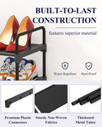 Kitsure Shoe Rack for Closet, Sturdy Shoe Storage for Entryway, Space-Saving Shoe Rack Small and Shoe Shelf, 27.6" Wide, Black