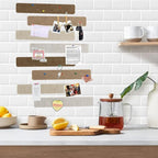 Vuzvuv 8 pcs Bulletin Board Bar Strips with 50 Pushpins & 10 Wooden Clip pins，Self Adhesive Cork Board for Wall，Felt Pin Board for School，Office Decor(Multi-Brown)