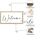Positive Saying Wood Sign with Scripture Verses Welcome Chic Style 12x22in Beige Frame Wooden Plaque for Cottage Washroom Cafe Bar Garden Yard Farmhouse Porch Wall Decor Birthday Housewarming Gift