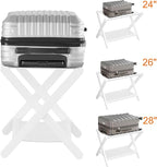Heybly Luggage Rack, Folding Suitcase Stand with Storage Shelf, Heavy-Duty Luggage Holder for Guest Room Bedroom Hotel, Holds up to 165 lb, White, HLR010W1