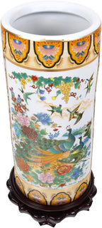 ORIENTAL Furniture Warehouse 18" Satsuma Style Painted Porcelain Umbrella Stand