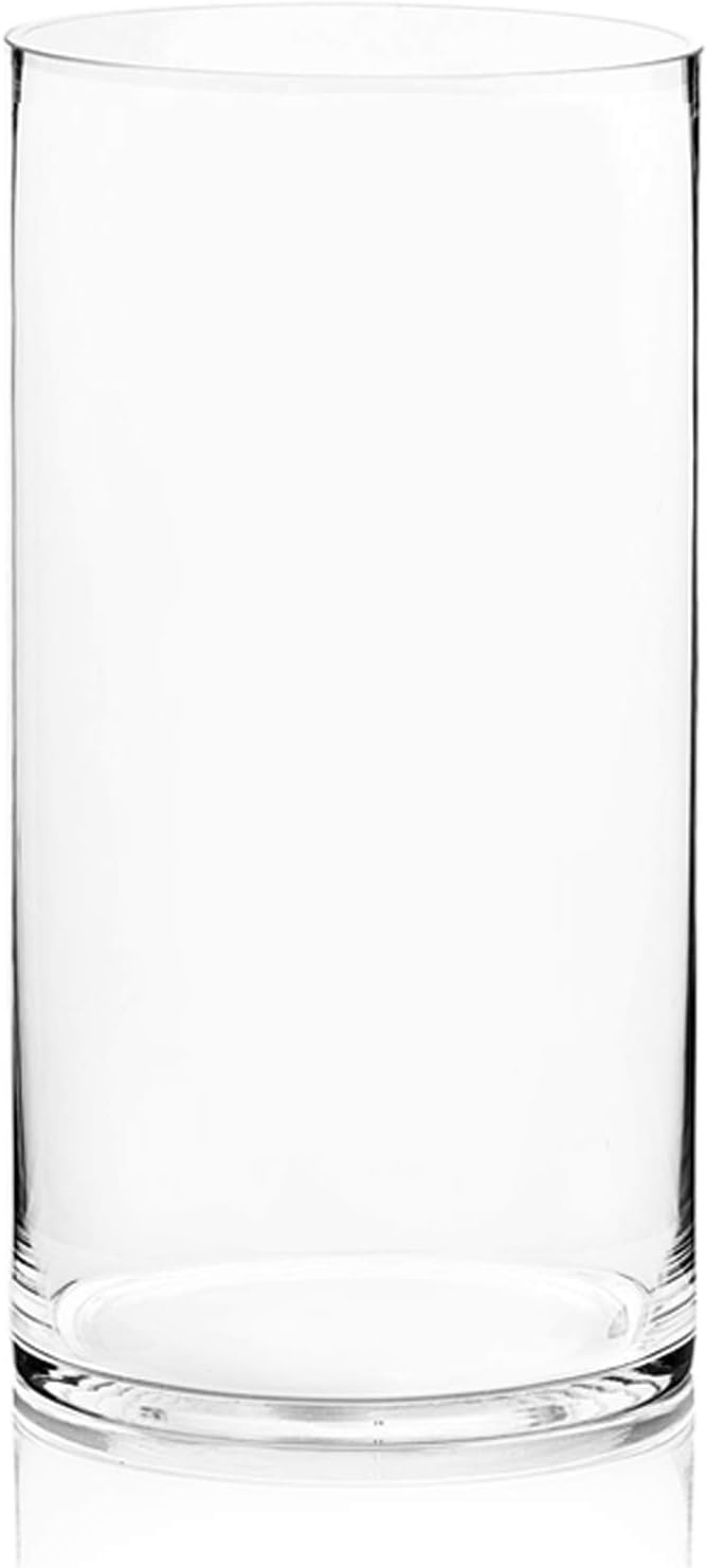 WGV Cylinder Vase, Width 8", Height 16", Clear Wide Large Diameter Flower Glassware, Floral Container, Planter Terrarium for Wedding Party Event, Home Accent Decor, 1 Piece