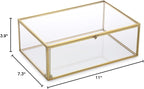 Hipiwe Vintage Glass Keepsake Box - Rectangle Jewelry Display Organizer, Vanity Lidded Home Decor Accent for Storage Trinket Rings Bracelet Rock - X-Large