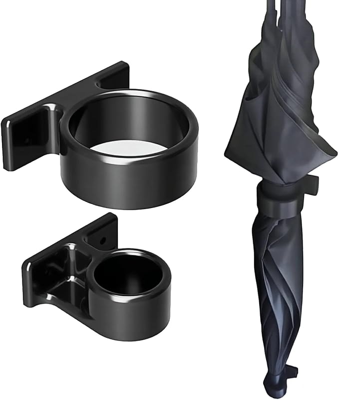 Wall-Mounted Umbrella Holder with Drip Tray - Self-Adhesive Design, Space-Saving Stand for Home, Camping, RV, Van, Includes Double-Sided Tape