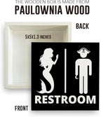 Nautical Bathroom Decor Pirate Mermaid Bathroom Decor Restroom Sign Summer Decorations Wooden Box Sign for Home Office Farmhouse Table Shelf