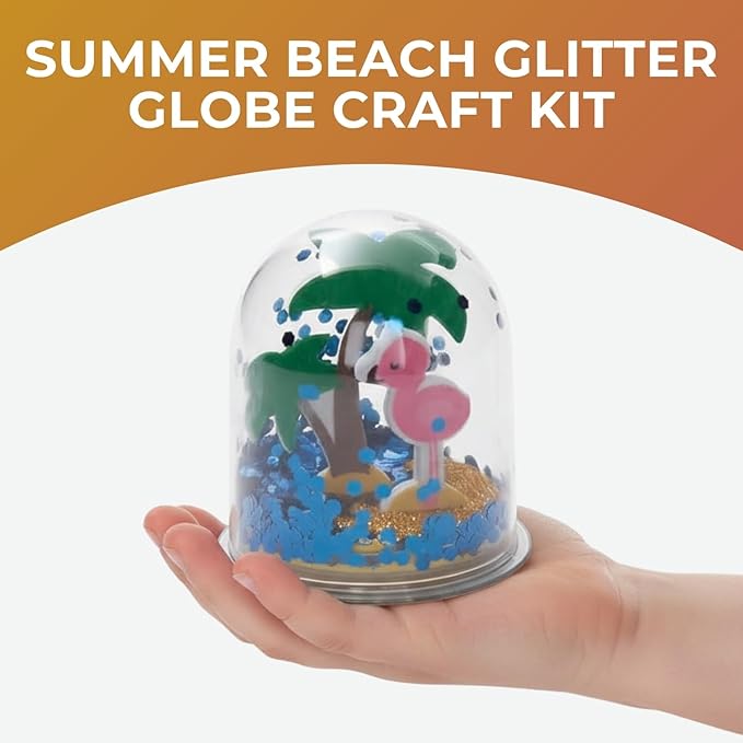 Fun Express Summer Beach Glitter Globe CK-12 - Craft Kits - VBS Vacation Bible School Supplies/Decor - 12 Pieces