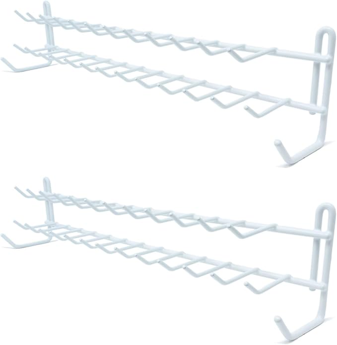 Huji Wall Mount Tie and Belt Rack Organizer, White (2 Pack)