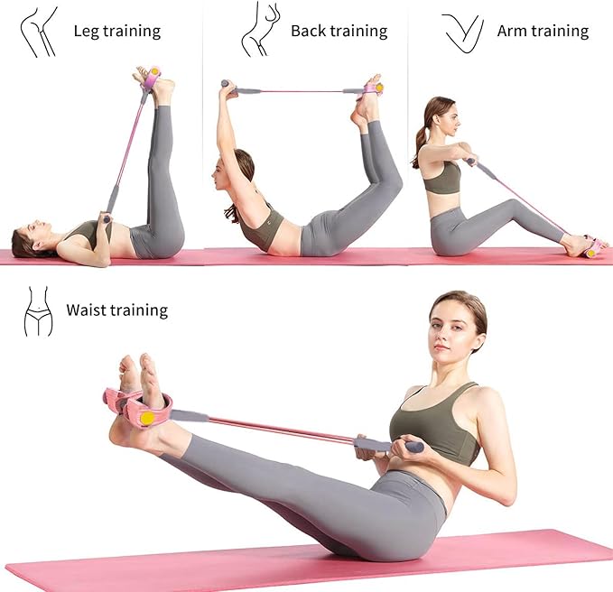 Pedal Resistance Bands with Handles, Durable 6-Tubes Multifunction Pedal Resistance Band, Natural Rubber Foot Pedal Resistance Bands, Fitness Resistance Bands for Abdomen, Waist, Arm, Leg