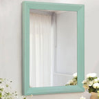 AAZZKANG Wood Framed Mirror Rectangle Modern Farmhouse Wall Mirrors Decor for Bedroom Living Room Bathroom Dressing Room Small Green