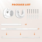 Closet Rod 50-87 Inches, Adjustable Heavy Duty Metal White Closet Rods for Hanging Clothes 1.3 Inches Diameter for Wardrobes Laundry